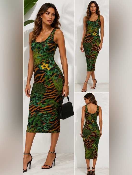 Versace Jeans Collection Dresses & Skirts - Versace Jeans Couture Tropical Tiger Print Dress